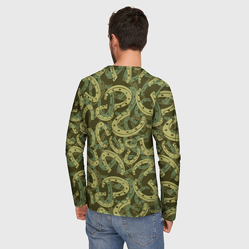 Мужской лонгслив Подковы - камуфляж / 3D-принт – фото 4