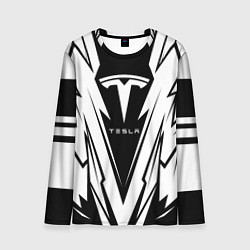 Лонгслив мужской Tesla - black and white, цвет: 3D-принт