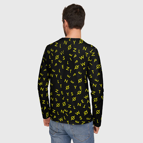 Мужской лонгслив Twenty one pilots pattern rock yellow / 3D-принт – фото 4