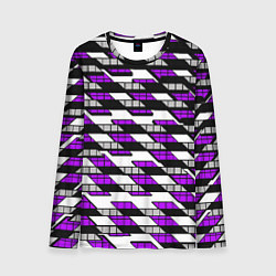 Лонгслив мужской Фиолетовые треугольники и квадраты на белом фоне, цвет: 3D-принт