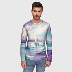 Лонгслив мужской Яхта идущая по волнам, цвет: 3D-принт — фото 2