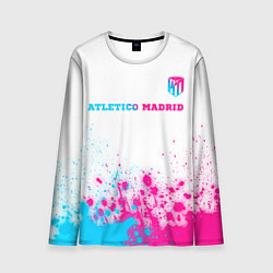 Лонгслив мужской Atletico Madrid neon gradient style посередине, цвет: 3D-принт