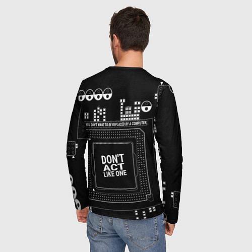 Мужской лонгслив Электросхема с надписью: dont act like one / 3D-принт – фото 4