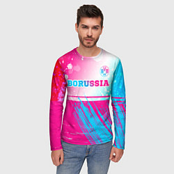 Лонгслив мужской Borussia neon gradient style посередине, цвет: 3D-принт — фото 2