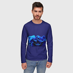 Лонгслив мужской Синие воланы графика, цвет: 3D-принт — фото 2