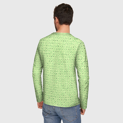 Мужской лонгслив Салатовый паттерн в мелкую полосочку / 3D-принт – фото 4