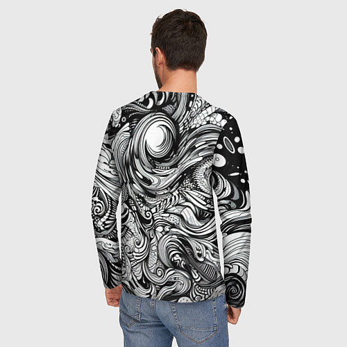 Мужской лонгслив Черные и белые абстрактные узоры / 3D-принт – фото 4