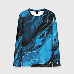 Лонгслив мужской Черно-синяя абстракция геометрическая, цвет: 3D-принт