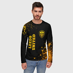 Лонгслив мужской Leeds United - gold gradient вертикально, цвет: 3D-принт — фото 2