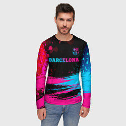 Лонгслив мужской Barcelona - neon gradient посередине, цвет: 3D-принт — фото 2