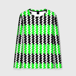 Лонгслив мужской Вертикальные чёрно-зелёные полосы, цвет: 3D-принт