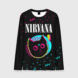 Лонгслив мужской Nirvana - rock star cat, цвет: 3D-принт