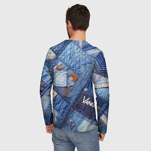Мужской лонгслив Vanguard jeans patchwork - ai art / 3D-принт – фото 4