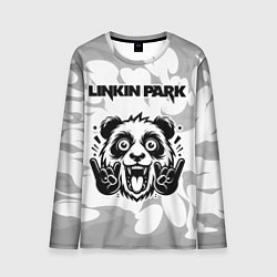 Мужской лонгслив Linkin Park рок панда на светлом фоне