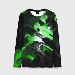 Лонгслив мужской Green dark abstract geometry style, цвет: 3D-принт