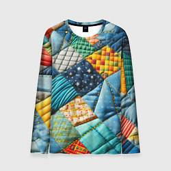 Лонгслив мужской Лоскутное одеяло - пэчворк, цвет: 3D-принт