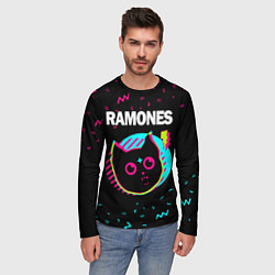 Лонгслив мужской Ramones - rock star cat, цвет: 3D-принт — фото 2