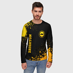 Лонгслив мужской Brighton - gold gradient вертикально, цвет: 3D-принт — фото 2