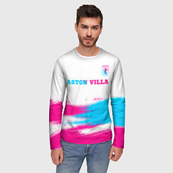 Лонгслив мужской Aston Villa neon gradient style посередине, цвет: 3D-принт — фото 2