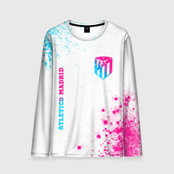 Мужской лонгслив Atletico Madrid neon gradient style вертикально