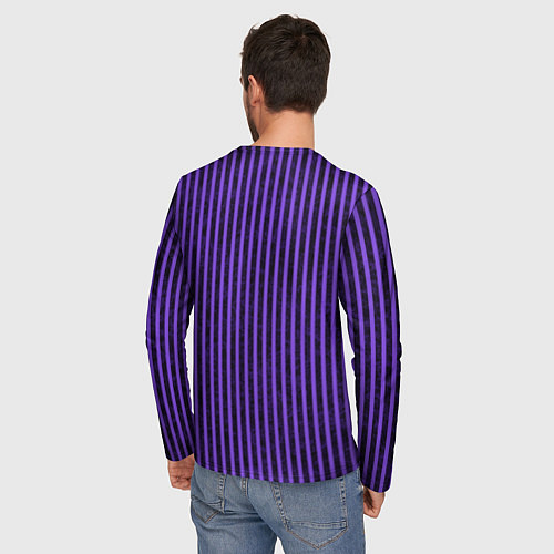 Мужской лонгслив Полосатый яркий фиолетовый / 3D-принт – фото 4