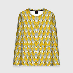 Лонгслив мужской Жёлто-белый паттерн, цвет: 3D-принт