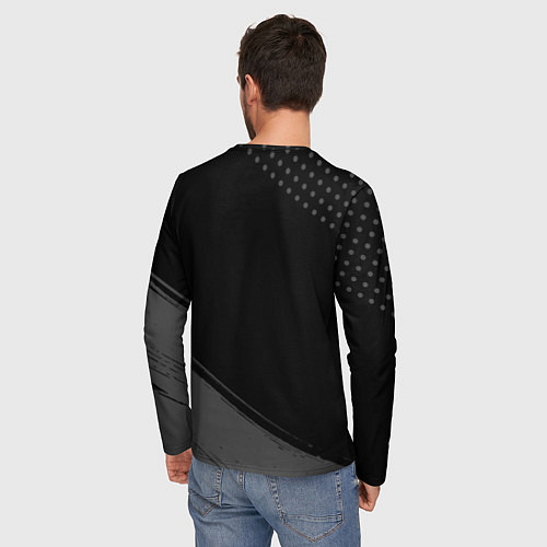 Мужской лонгслив Borussia sport на темном фоне вертикально / 3D-принт – фото 4