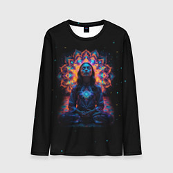Лонгслив мужской Медитация девушки на фоне мандалы в космосе, цвет: 3D-принт
