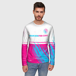 Лонгслив мужской Manchester City neon gradient style посередине, цвет: 3D-принт — фото 2