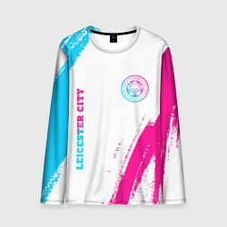 Лонгслив мужской Leicester City neon gradient style вертикально, цвет: 3D-принт