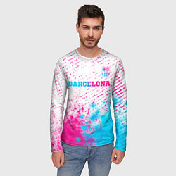 Лонгслив мужской Barcelona neon gradient style посередине, цвет: 3D-принт — фото 2