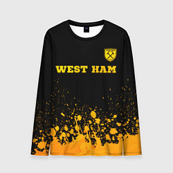 Лонгслив мужской West Ham - gold gradient посередине, цвет: 3D-принт