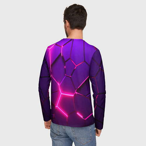 Мужской лонгслив Samurai неоновый блоки киберпанк / 3D-принт – фото 4