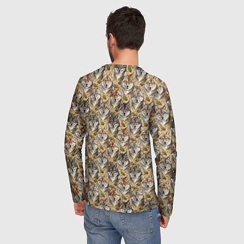 Мужской лонгслив Мотив с мордами волков / 3D-принт – фото 4