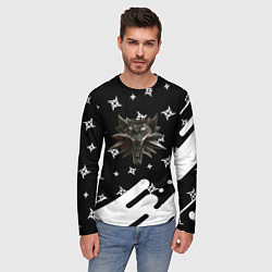 Лонгслив мужской Ведьмак медальён лого паттерн, цвет: 3D-принт — фото 2