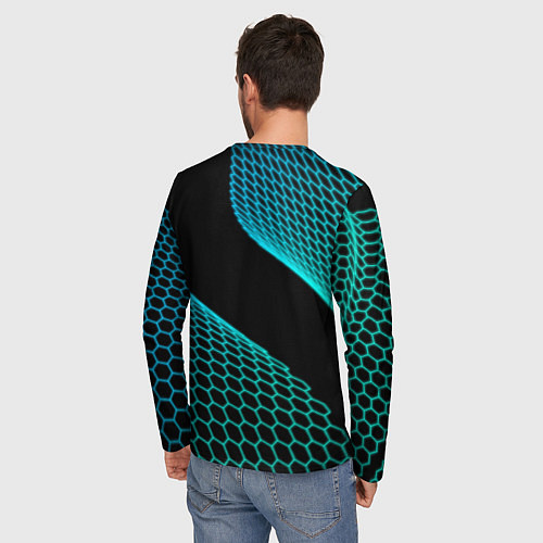 Мужской лонгслив Saab electro hexagon / 3D-принт – фото 4