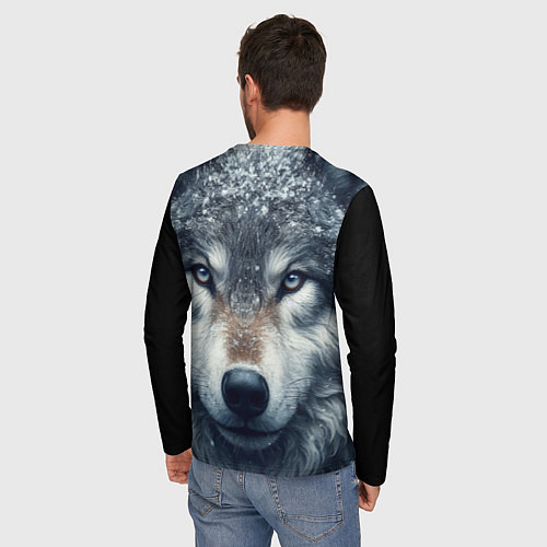 Мужской лонгслив Морда волка - взгляд / 3D-принт – фото 4