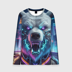 Лонгслив мужской Cyber bear - neon glow, цвет: 3D-принт