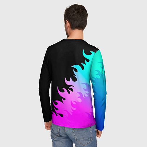 Мужской лонгслив Tomodachi Game неоновый огонь / 3D-принт – фото 4