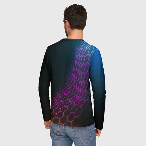 Мужской лонгслив BYD neon hexagon / 3D-принт – фото 4