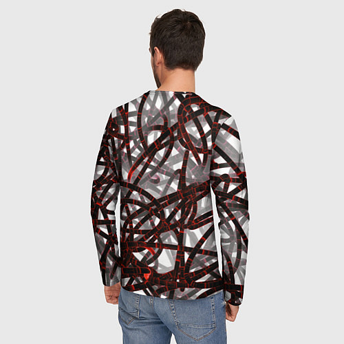 Мужской лонгслив Красные энергетические кабели / 3D-принт – фото 4