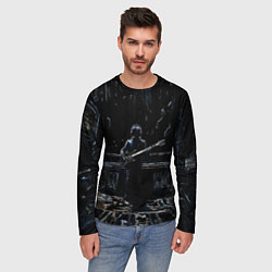 Лонгслив мужской Разноцветный силуэт музыканта, цвет: 3D-принт — фото 2