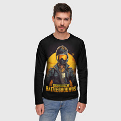 Лонгслив мужской PUBG игрок на закате черный фон, цвет: 3D-принт — фото 2