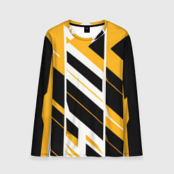 Мужской лонгслив Black and yellow stripes on a white background