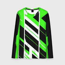 Лонгслив мужской Black and green stripes on a white background, цвет: 3D-принт