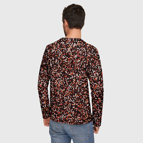 Мужской лонгслив Тёмный красный паттерн мелкая мозаика / 3D-принт – фото 4