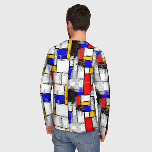 Мужской лонгслив Геометрия цветных прямоугольников Пит Мондриан / 3D-принт – фото 4