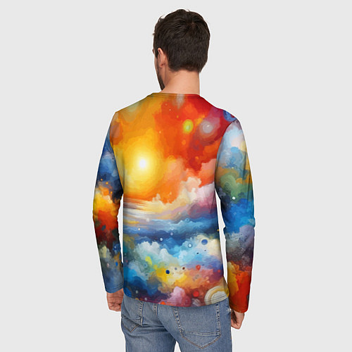 Мужской лонгслив Закат солнца - разноцветные облака / 3D-принт – фото 4