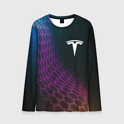 Мужской лонгслив Tesla neon hexagon