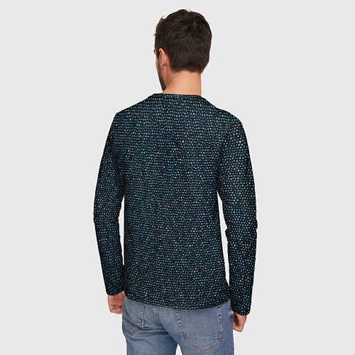 Мужской лонгслив Мелкая мозаика чёрно-синий / 3D-принт – фото 4